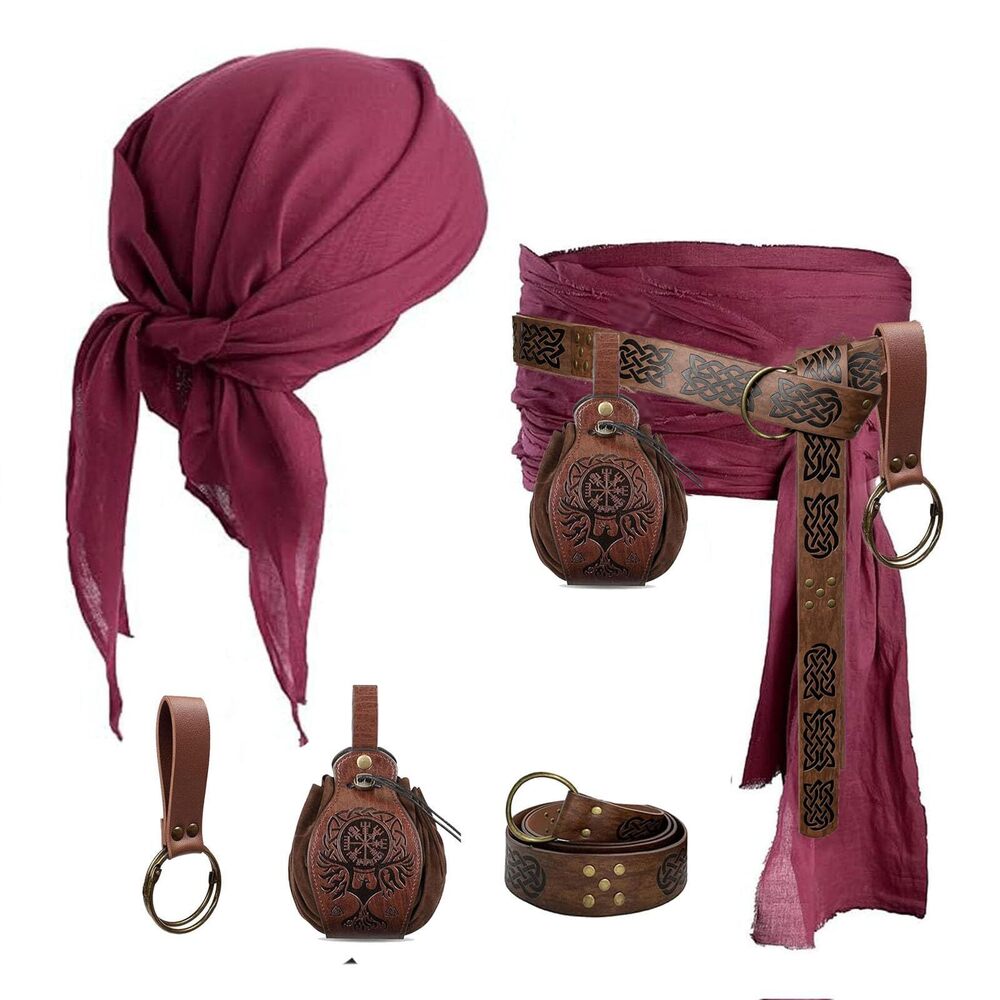 1993 Pirate Costume Head Scarf Bandana Hat Waist Sash Medieval